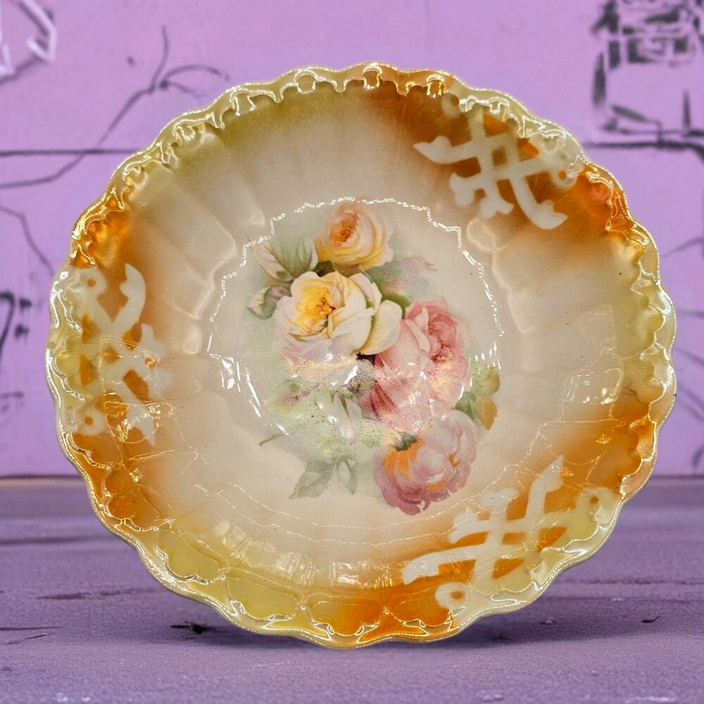 European-Inspired Floral Design Porcelain Bowl - Vintage German Made Decor